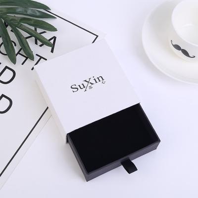 China White Empty Sliding Sliding Jewelry Box Logo Jewelry Box Drawer Handle Of The Newest Style Simple Paper Small Gift Box for sale