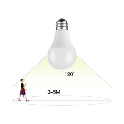 China High Efficiency Radar Motion sensor microwave led bulb 7W 9W 12W sound sensing induction PIR Infrared sensor energy saving light lamp led bulb for sale