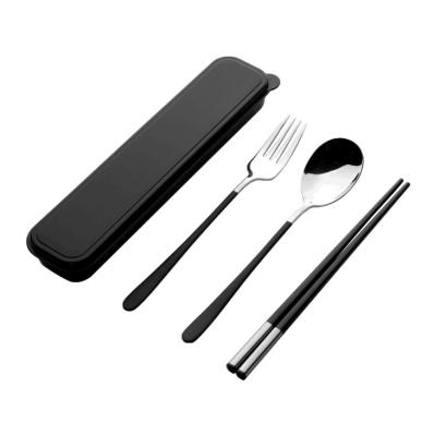 China Eco-friendly Travel Portable Cutlery Set With Case Stainless Steel Fork Spoon Chopsticks for sale