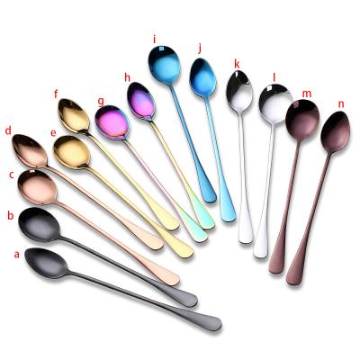 China Long Handle Ice Cream Viable Safe Spoon Korean Food Grade Stainless Steel Dishwasher Handle Gift Set for sale