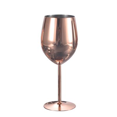 China Modern Tumbler Stem Luxury Goblets Metal Cocktail Wine Glass Stainless Steel Champagne Cup Copper Plated Red Wine for sale