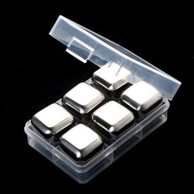 China Beverage Bar Accessories Food Grade Metal Stainless Steel Whiskey Stones Drinking Cooling Rocks With One Flavor for sale