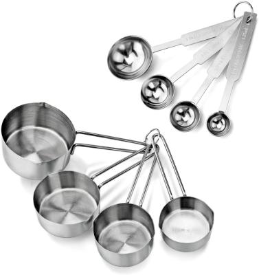 China Amazon Food Grade Quality Stainless Steel Measuring Cups and Measuring Cups Viable Set of 8 Pieces for sale