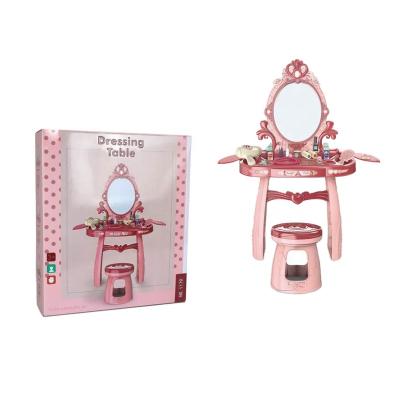 China Makeup Toy Pretend Play With Light Girls Simulation Beauty Mirror Dressing Table and Music 45*11.5*51.5cm for sale