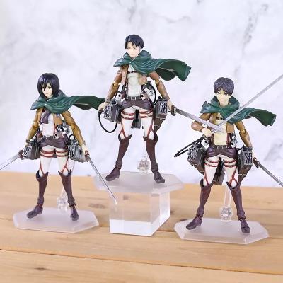 China Cartoon Toy Hot Anime Pvc Toy Levi Attack On Titan Mikasa Ackerman Eren Yeager Action Number for sale