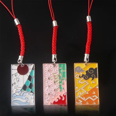 China Agatsuma Zenitsu Tanjirou Eco-Friendly Hot Pendant Red String Blade Demon Slayer Jewelry Anime Key Chain for sale