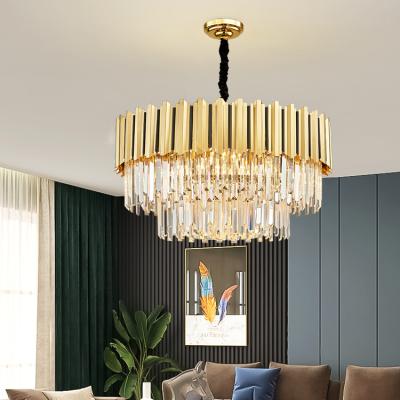 China High grade steel+ K9 luxury hotel living room pendant lamp K9 Crystal Modern LED crystal home chandelier light for sale