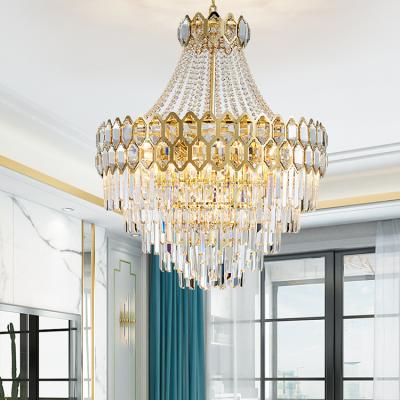 China High Grade steel+ K9 Crystal Customized Living Room Bedroom Chandelier K9 Crystal Modern LED Luxury Home Pendant Light for sale