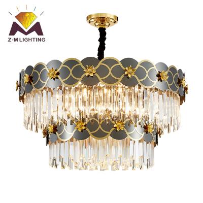 China Redbud Crystal Design High Grade Steel+ K9 Chinese Sliver Crystal Modern LED Pendant Decorative Chandelier for sale