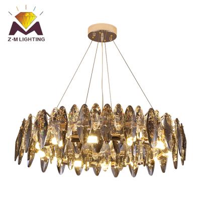 China High grade steel+ K9 modern creative crystal banquet lobby chandelier charming design customized pendant lamp for sale