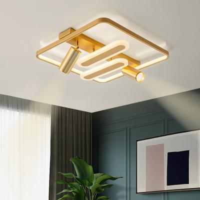 China High grade acrylic cheap luxury living room LED office around square gold outdoor mounted led ceiling lamp for sale