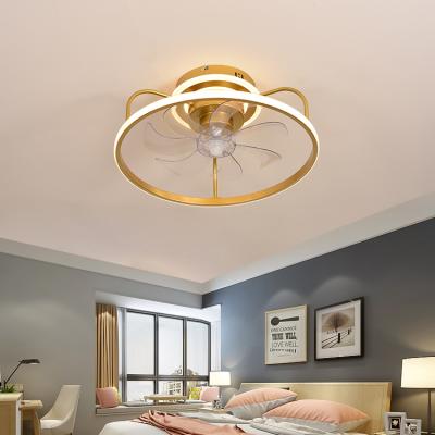 China Modern New Design High Grade LED Gold Acrylic Iron Bedroom Living Room Interior Decoration LED Ceiling Lamp With Fan for sale