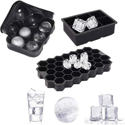 China Large Viable Square Ice Cube Honeycomb Mold 3 Pcs Silicone Ice Ball Maker Mold Ice Cube Trays for sale