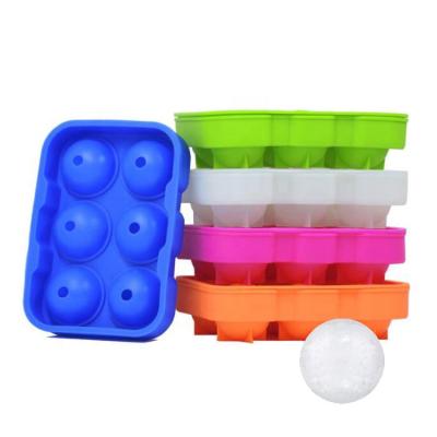 China 6 Compartment Viable Ice Cube Mold Ball Form Tray Shape 3D Ice Cream Mold Silicone Ice Cube Cube Ball Tray for sale