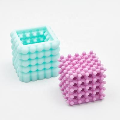 China Sustainable Diamond Resin Silicone Mold Bubble Cube Candle Mold Cake Pastry Chocolate Baking Tool for sale