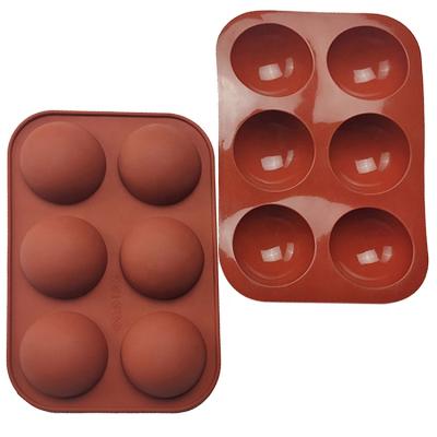 China 6 Holes 3D Round Chocolate Baking Mold Half Sphere Silicone Silicone Cake Mold Sustainable Half for sale