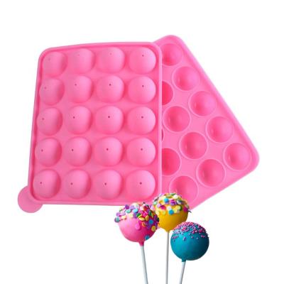 China 20 Viable Silicone Pink Lolly Pop Party Cupcake Baking Mold Pop Stick Cake Molds for sale