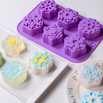 China 4 Cavity Silicone Chocolate Durable Custom Soap Bar Handmade Snowflake Soap Baking Mold for sale