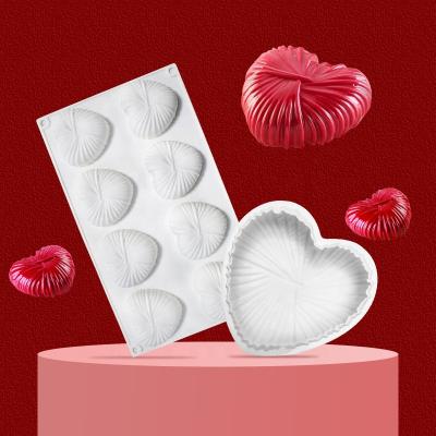 China Sustainable Factory Sale Love Mold 8 Cavities Heart Shape Silicone Cake Candy Mold for sale