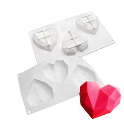 China Viable Dessert Silicone Chocolate Diamond Shaped Mousse Dessert Heart Baking Mold for sale