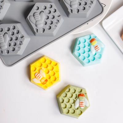 China Handmade DIY Cake Mold Diy Craft 3d Soap Mold Honey Bee Silicone Soap Mold for sale