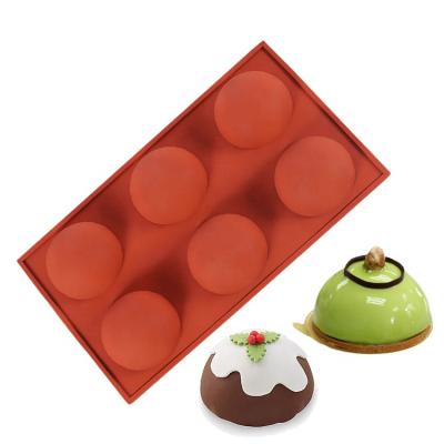 China Sustainable Silicone Chocolate Cake Mold Large Semi Sphere 6-Cavity Silicone Mold Baking Accessories for sale