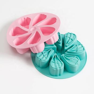 China Professional Viable 7 Cavity Mold Silicone Baking Mold Durable And Safe Petal Shaped Cake Baking Mold for sale