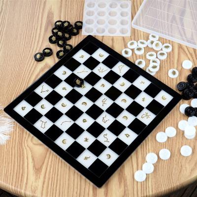 China Sustainable Silicone Chess Table Epoxy Molding Cast Chess Board Resin Mold for sale