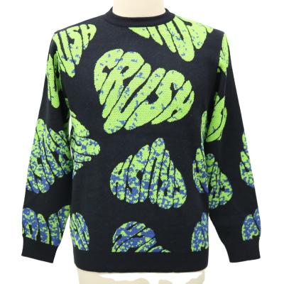 China 12GGMen's Sweater Comfortable Loose Crewneck Bright Heart Pattern Customized Knitted Mens Sweater Pullover for sale