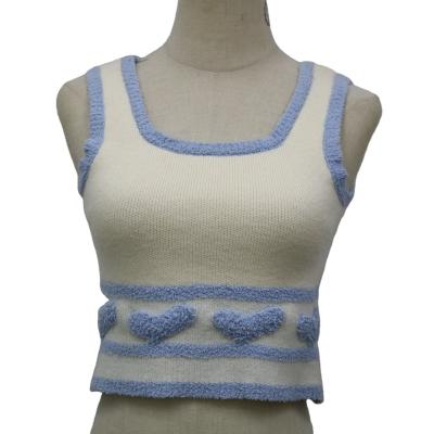 China Custom Style Anti-wrinkle Vest Beige Women's Sleeveless Belly Showing Comfortable Elegant Women's Knitted Sweater for sale