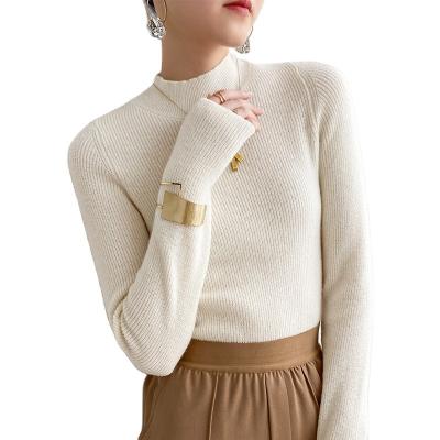 China Cashmere All-match Neck Anti-wrinkle Half Turtle Tight Sweater With Pullover Inside Knitted Women's Sweater Gaiters for sale