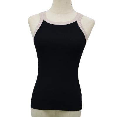 China 16GG Front Black Rice Vest Anti-wrinkle Crewneck Back Vest Women Sexy Tight Sweater Women's Sleeveless Sweater for sale