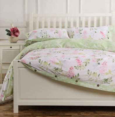 China French Rural Floral Floral Quilt Cover Comforter Cover Twill Cotton Bedding Set White Green Flower for sale