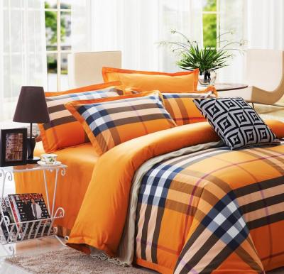 China Wholesale New Checked Plaid Cotton Fabric Designs Sheets Bedding Set for sale