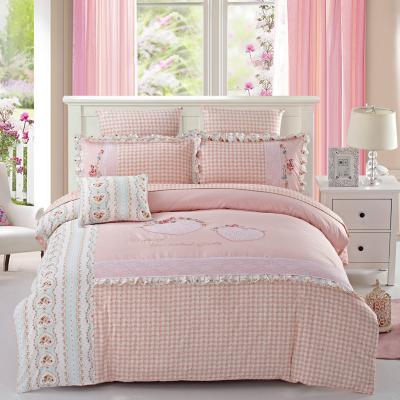 China Simple Home Textile Embroidery Bedding 100% Cotton Embroidered Pastoralism Bedding Set for sale