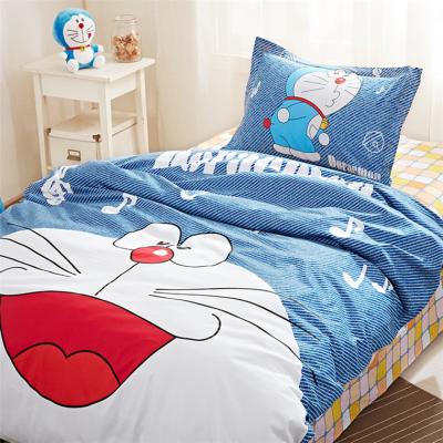 China Cartoon Kids Single Bedspread Fitted Flat Sheet Bedding Set Doraemon Style for sale