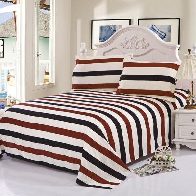 China Simply 2018 Most Popular Flat Sheet 100% Home Maid Handfeel Polyester Fabric Stripe for sale