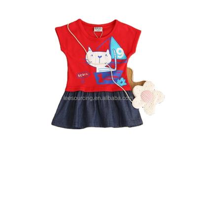 China Summer Formal Wholesale Cotton Printing Baby Girls Sleeveless Swing Top Set for sale