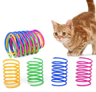 China Viable Cat Colored Plastic Spring Cat Toys Bounce Cat Toy Ball Pet Products for sale