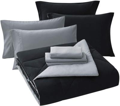 China Breathable Black Queen Size 8 Piece Bedding Sets , Comfortable And Breathable Duvet Reversible Comforter for sale