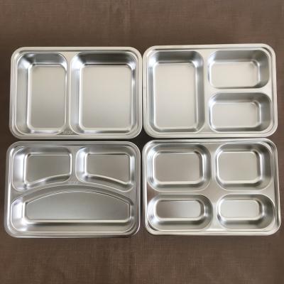 China Military Wholesale 2/3/4 Compartments Viable Stainless Steel Dinner Mess Tray/Canteen Food Dish Will Not Rust for sale