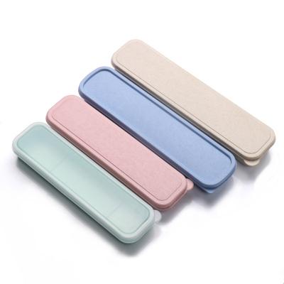 China Sustainable Wheat Straw Tableware Storage Box Cutlery Boxes Portable Kitchen Tool Container For Travel for sale