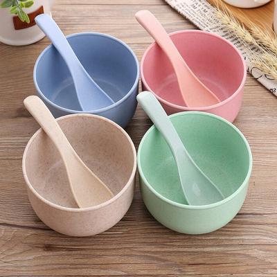 China 2020 Sustainable New Eco-friendly Wheat Straw Rice Husk Fiber Plastic Rice Bowl Soup Bowl Large Durable for sale