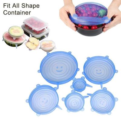 China Non Spill 6 Pack Silicon Lid For Cup Stretch Lids For All Foods Reusable Bpa Free Silicone Flexible Lids for sale