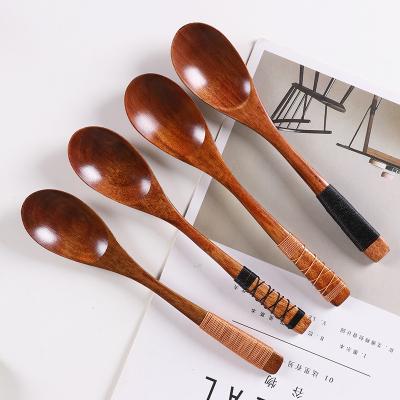 China Korean Luxury Custom Viable Logo Natural Wooden Anti Skid Soup Spoon Rice Serving Spoon for sale