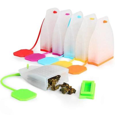 China Food Grade Silicone Viable Bag Shaped Tea Strainer Tea Infuser Filter Loose Leaf Diffuser for sale