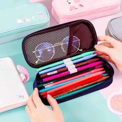 China 2021 Newest Foldable Large Capacity Stationery Bag Oxford Fabric School Pencil Case Wholesale for sale