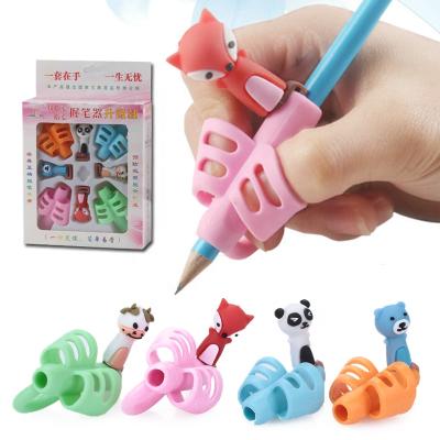 China Writing Aid 8 PCS Two-finger Pencil Grip Silicone Baby Learning Writing Correction Tool Device Kid Stationery Gift Corrector for sale