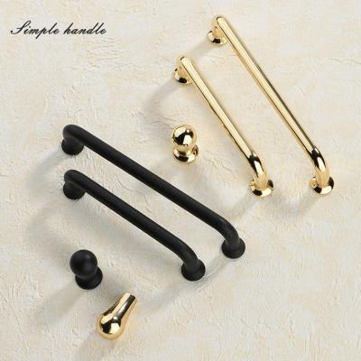 China Modern Contemporary Decorative Shiny Gold K Shape Kitchen Drawer Cupboard Multi Handle and Simplify Matt Black Knobs for sale