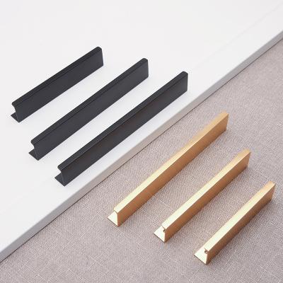 China Modern Modern Concealed Handle Cabinet Door Handles  Wardrobe Drawer Pulls Black Edge Corner handles for sale